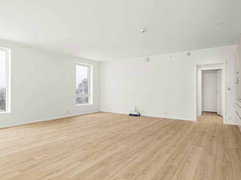 Hardwood flooring installed in a bright new home